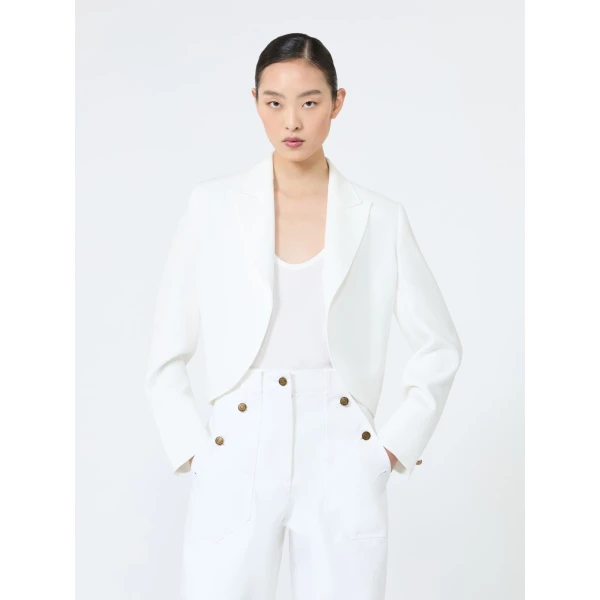 Max Mara Farnese Short Compact Cady Jacket in White | Blazers | Luxury Shoes 