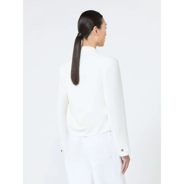 Max Mara Farnese Short Compact Cady Jacket in White | Blazers | Luxury Shoes 