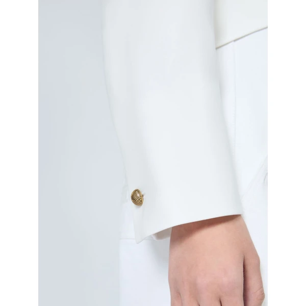 Max Mara Farnese Short Compact Cady Jacket in White | Blazers | Luxury Shoes 