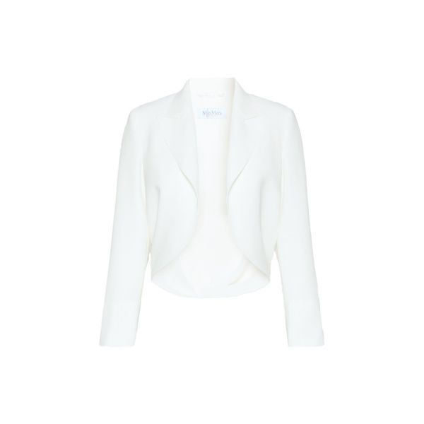Max Mara Farnese Short Compact Cady Jacket in White | Blazers | Luxury Shoes 