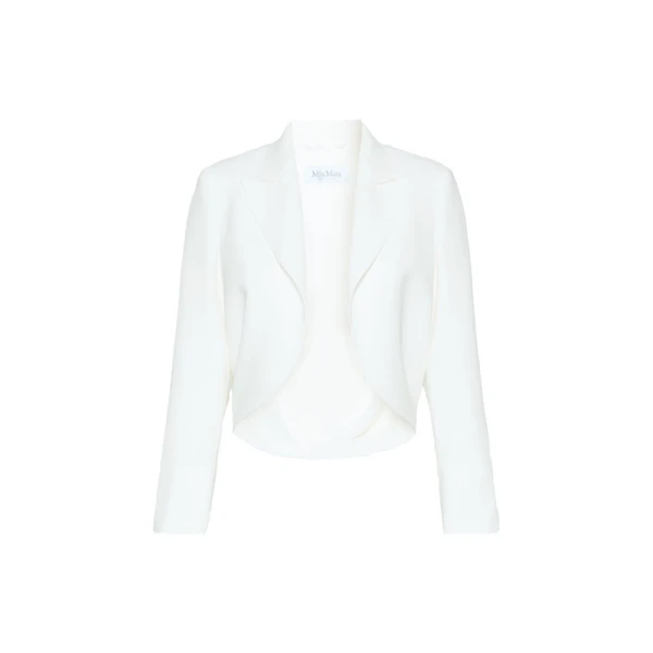 Max Mara Farnese Short Compact Cady Jacket in White | Blazers | Luxury Shoes 