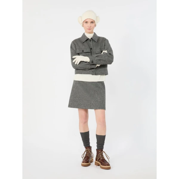 Max Mara Farnese Wool Blend Mini Skirt in Dark Grey | Mini Skirts | Luxury Shoes 
