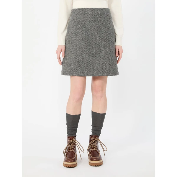 Max Mara Farnese Wool Blend Mini Skirt in Dark Grey | Mini Skirts | Luxury Shoes 