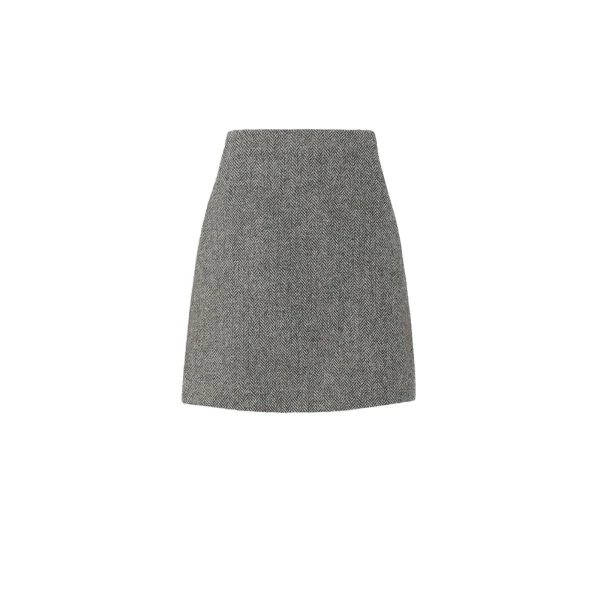 Farnese Wool Blend Mini Skirt in Dark Grey