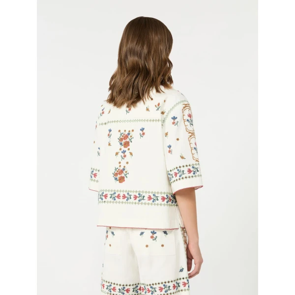 Max Mara Farsa Embroidered Cotton Jacket in White | Jackets | Luxury Shoes 