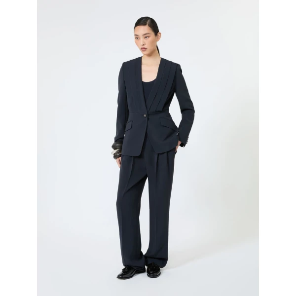 Max Mara Fascia Compact Cady Trousers in Midnight Blue | Tailored pants | Luxury Shoes 