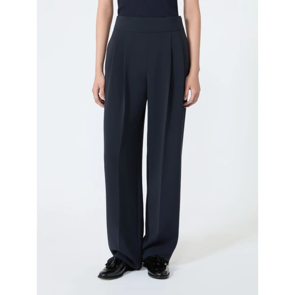 Max Mara Fascia Compact Cady Trousers in Midnight Blue | Tailored pants | Luxury Shoes 