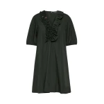 Max Mara Fascino Cotton Poplin Ruffle Mini Dress in Green | Mini Dresses | Luxury Shoes 