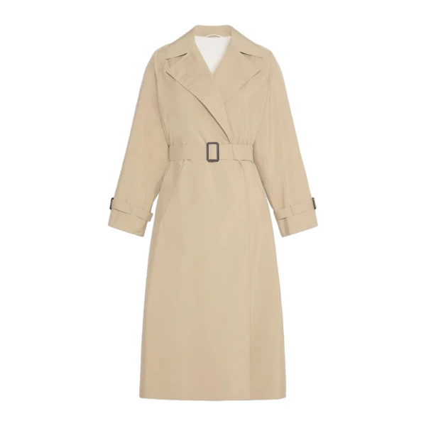 Fatto Long Water-Repellent Trench Coat in Beige