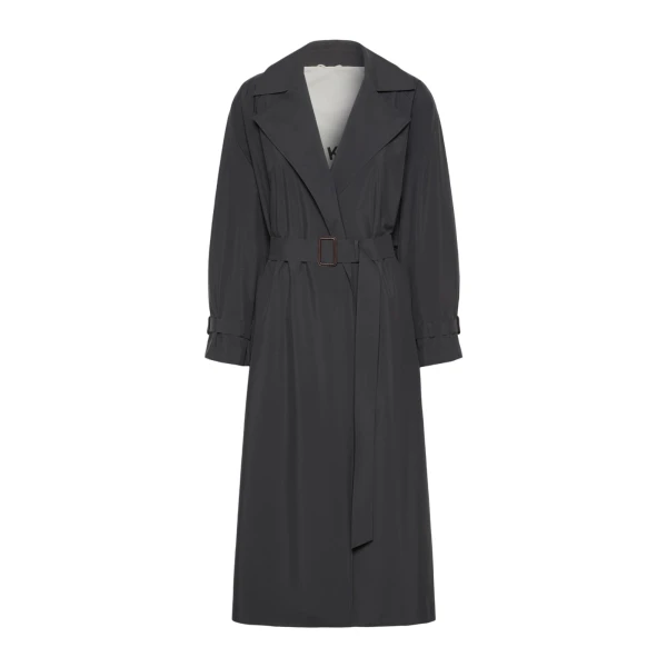 Fatto Long Water-Repellent Trench Coat in Black
