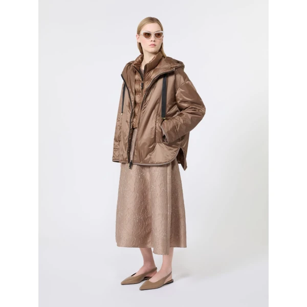 Max Mara Favilla Water-Repellent Padded Cropped Gilet in Honey | Vests | Luxury Shoes 