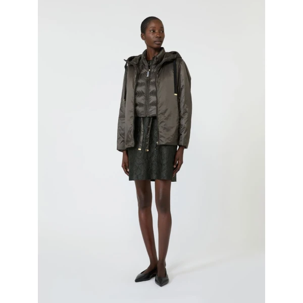 Max Mara Favilla Water-Repellent Padded Cropped Gilet in Khaki | Vests | Luxury Shoes 