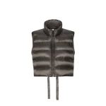 Max Mara Favilla Water-Repellent Padded Cropped Gilet in Khaki | Vests | Luxury Shoes 