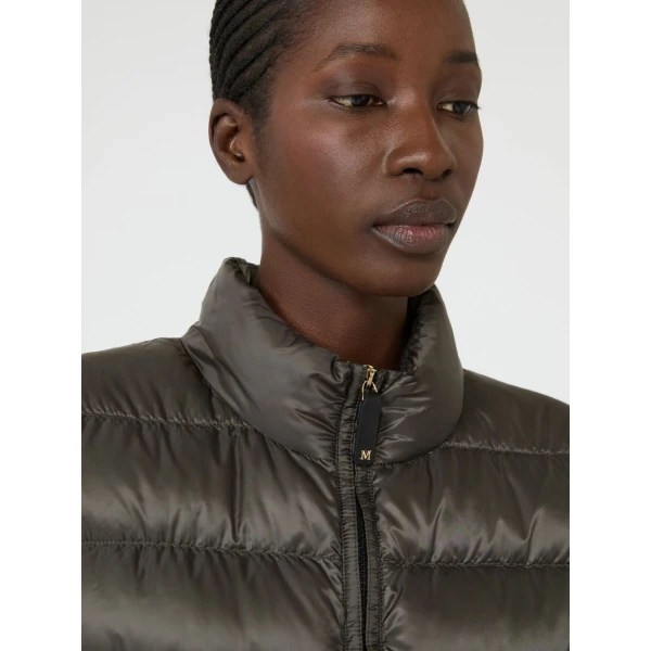 Max Mara Favilla Water-Repellent Padded Cropped Gilet in Khaki | Vests | Luxury Shoes 