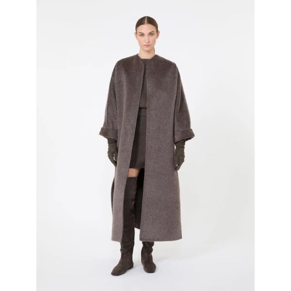 Max Mara Febo Oversized Camel and Mohair Coat in Mud | Wool Coat | Luxury Shoes 