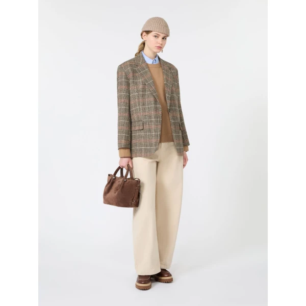 Max Mara Febo Prince of Wales Check Wool Blazer in Camel | Blazers | Luxury Shoes 