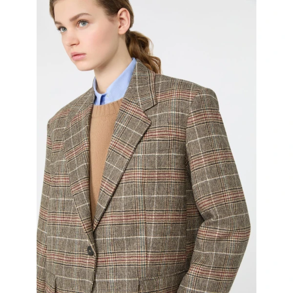 Max Mara Febo Prince of Wales Check Wool Blazer in Camel | Blazers | Luxury Shoes 