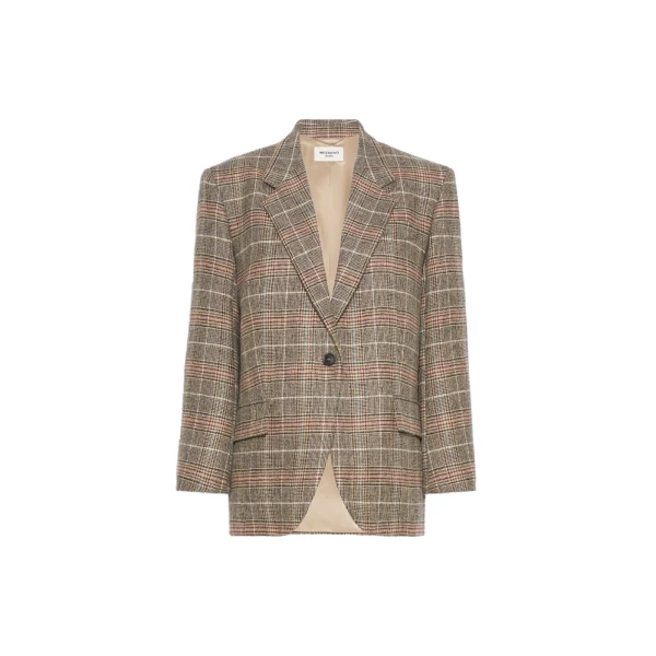 Max Mara Febo Prince of Wales Check Wool Blazer in Camel | Blazers | Luxury Shoes 