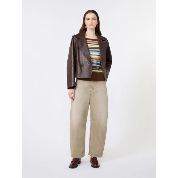 Max Mara Felino Nappa Leather Pea Coat in Chocolate | Leather Coats | Luxury Shoes 