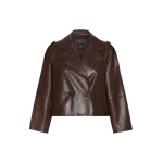 Max Mara Felino Nappa Leather Pea Coat in Chocolate | Leather Coats | Luxury Shoes 