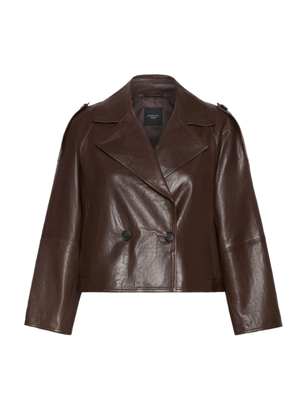 Max Mara Felino Nappa Leather Pea Coat in Chocolate Max Mara Felino Nappa Leather Pea Coat in Chocolate | Leather Coats | Luxury Shoes