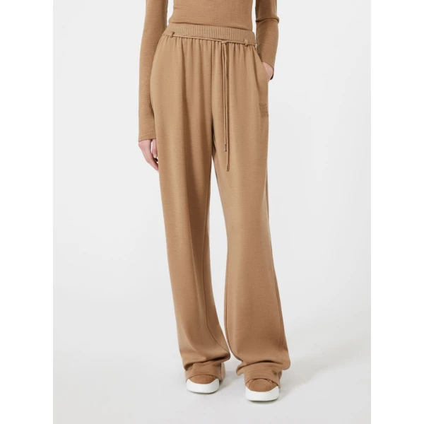 Max Mara Feltre Double Wool Jersey Trousers in Camel | Wide leg pants | Luxury Shoes 