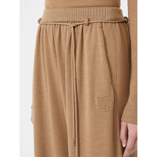 Max Mara Feltre Double Wool Jersey Trousers in Camel | Wide leg pants | Luxury Shoes 