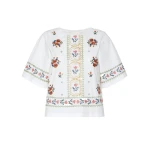 Max Mara Feltre Embroidered T-Shirt in White | T-shirts | Luxury Shoes 