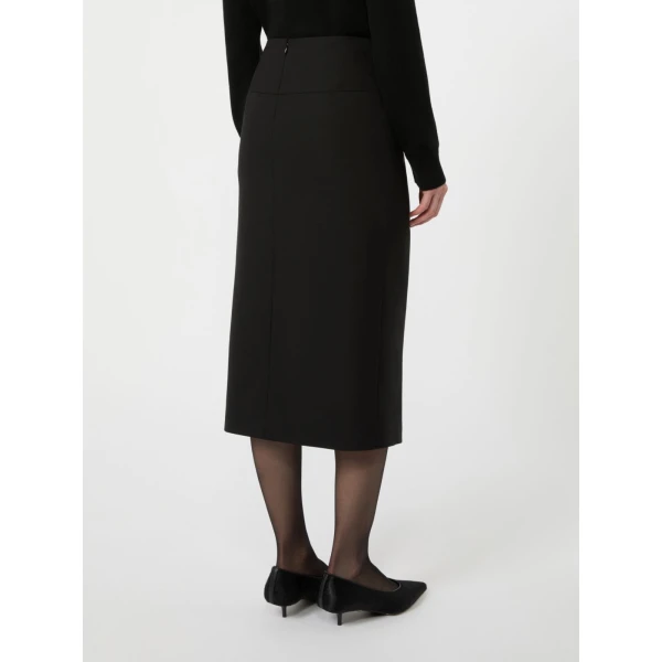 Max Mara Fenice Draped Wool Twill Pencil Skirt in Black | Pencil Skirts | Luxury Shoes 