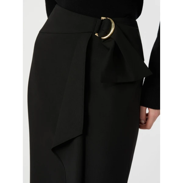 Max Mara Fenice Draped Wool Twill Pencil Skirt in Black | Pencil Skirts | Luxury Shoes 