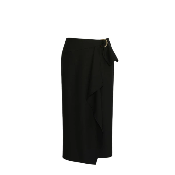 Max Mara Fenice Draped Wool Twill Pencil Skirt in Black | Pencil Skirts | Luxury Shoes 