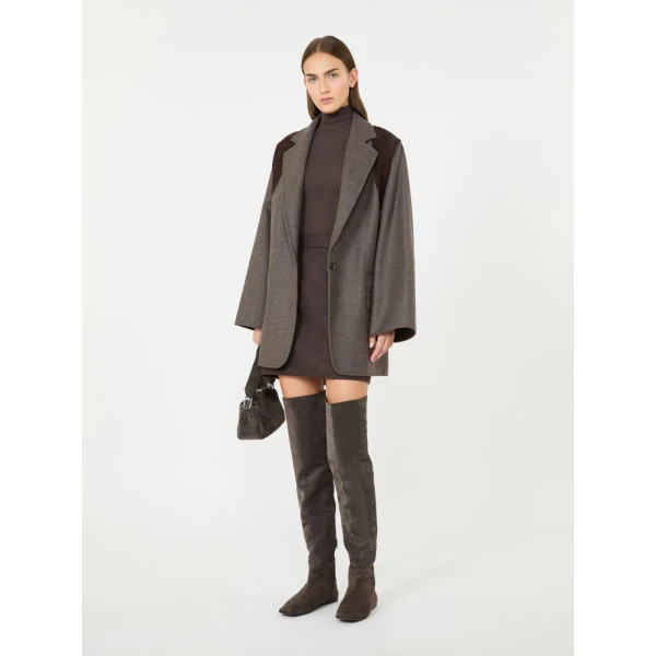 Max Mara Fenice Oversized Double Wool Jacket in Brown Grey | Blazers | Luxury Shoes 