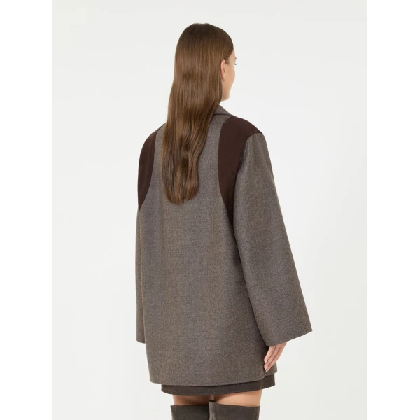 Max Mara Fenice Oversized Double Wool Jacket in Brown Grey | Blazers | Luxury Shoes 