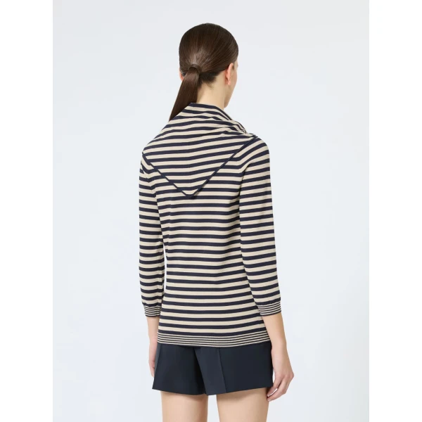 Max Mara Fenice Viscose Sweater with Scarf in Stone Grey | Sweaters | Luxury Shoes 