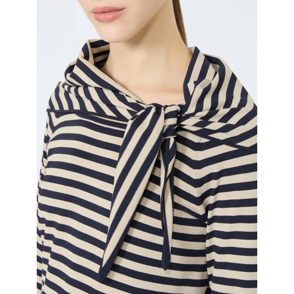 Max Mara Fenice Viscose Sweater with Scarf in Stone Grey | Sweaters | Luxury Shoes 