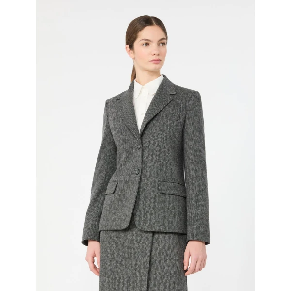 Max Mara Feroce Jacquard Jersey Blazer in Medium Grey | Blazers | Luxury Shoes 
