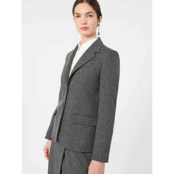 Max Mara Feroce Jacquard Jersey Blazer in Medium Grey | Blazers | Luxury Shoes 