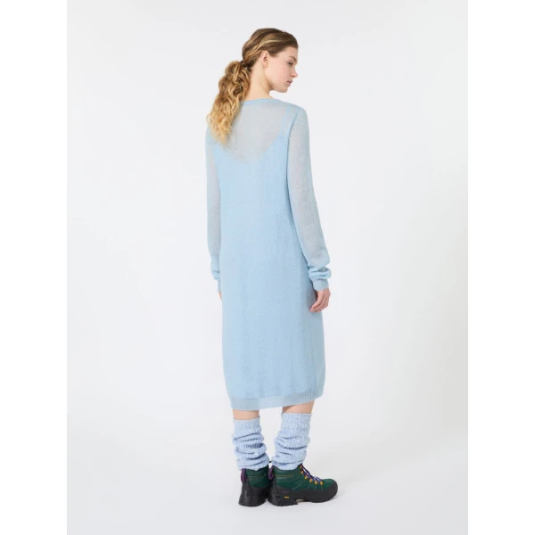 Max Mara Fervore Mohair Blend Midi Dress in Light Blue | Midi Dresses | Luxury Shoes 