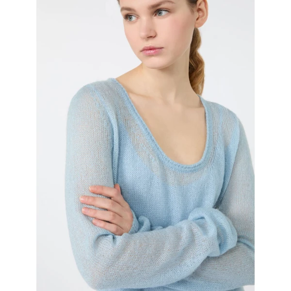 Max Mara Fervore Mohair Blend Midi Dress in Light Blue | Midi Dresses | Luxury Shoes 