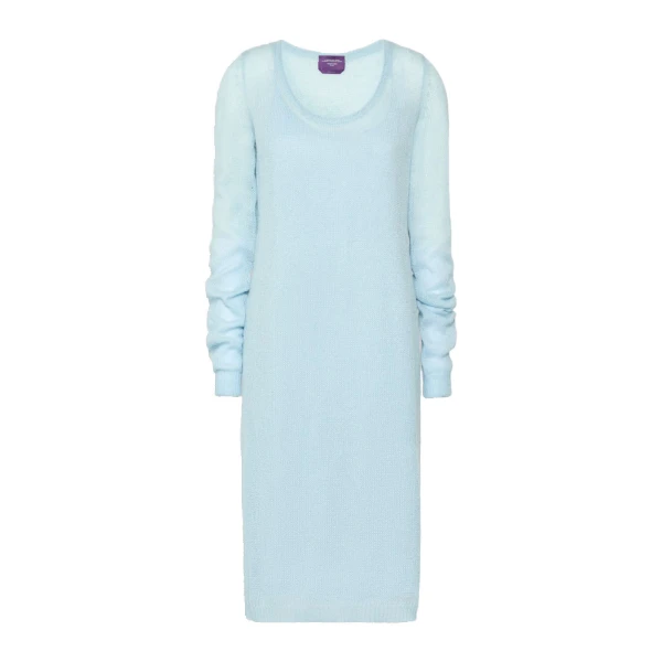 Max Mara Fervore Mohair Blend Midi Dress in Light Blue | Midi Dresses | Luxury Shoes 