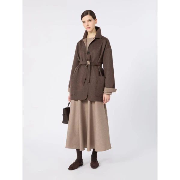 Max Mara Fervore Single-Breasted Cashmere Foule Jacket in Dark Brown | Blazers | Luxury Shoes 