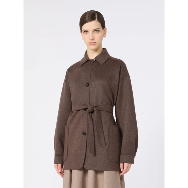 Max Mara Fervore Single-Breasted Cashmere Foule Jacket in Dark Brown | Blazers | Luxury Shoes 