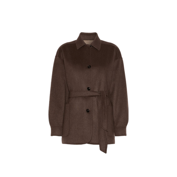 Max Mara Fervore Single-Breasted Cashmere Foule Jacket in Dark Brown | Blazers | Luxury Shoes 