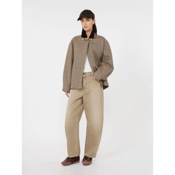 Max Mara Festa Houndstooth Wool Bomber Jacket in Brown | Jackets | Luxury Shoes 
