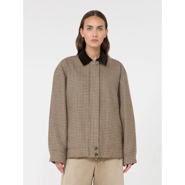 Max Mara Festa Houndstooth Wool Bomber Jacket in Brown | Jackets | Luxury Shoes 