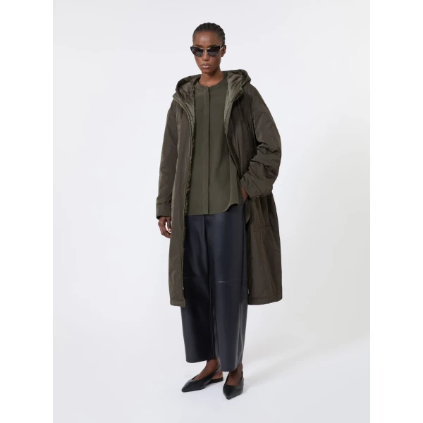 Max Mara Fiabe Silk Crepe de Chine Shirt in Khaki | Shirts | Luxury Shoes 