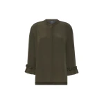 Max Mara Fiabe Silk Crepe de Chine Shirt in Khaki | Shirts | Luxury Shoes 