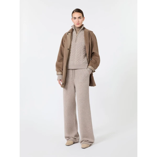 Max Mara Fiabe Wide Cashmere Trousers in Sand | Wide leg pants | Luxury Shoes 