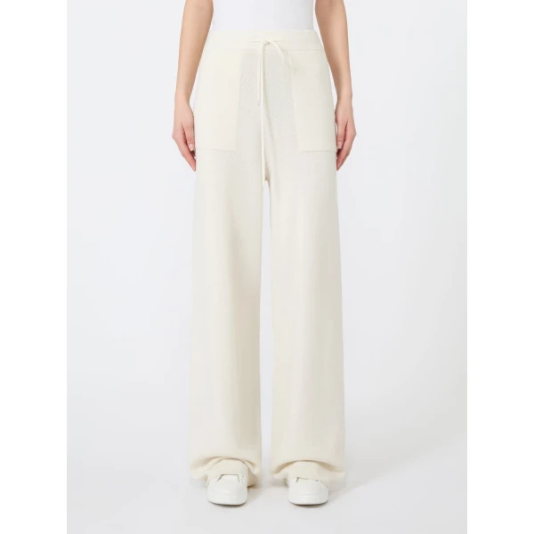 Max Mara Fiabe Wide Cashmere Trousers in White | Wide leg pants | Luxury Shoes 