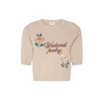 Max Mara Fiacre Embroidered Cotton Jumper in Sand | Sweaters | Luxury Shoes 